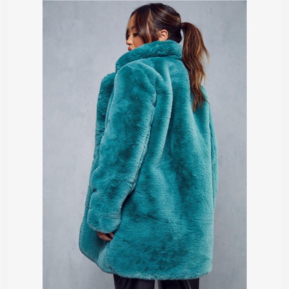 Apparis Stella Emerald Teal Green/Blue Faux Fur Coat Size Small - Picture 5 of 12